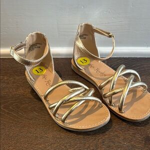 NWOT Girls Gold Strappy Sandals, 13